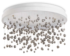 Biała lampa sufitowa okragła rama i wiszące koraliki Ideal Lux 315805 Armony pl d60 LED 61W 3000K 60cm