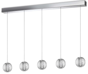 Lampa wisząca listwa z pięcioma kulami z efektem szlifowanego kryształu Ideal Lux 305325 Diamond sp5 LED 27W 3000K