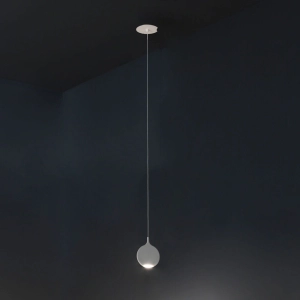 Biała lampa wisząca z okrągłym płaskim kloszem Vivida International 0038.30 Smash LED 7W 3000K CRI90 15cm