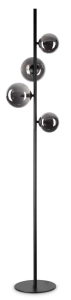 Lampa podłogowa metalowa czarna rama i cztery klosze z przydymionego szkła Ideal Lux 306988 Perlage pt4 4xG9