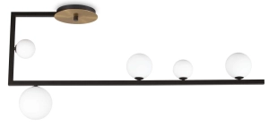 Lampa sufitowa czarna rama i pięć szklanych białych kul Ideal Lux 273631 Birds pl5 5xG9