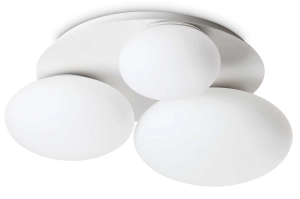 Biała lampa sufitowa okrągła podstawa szklane klosze Ideal Lux 306964 Ninfea pl3 3xGX53
