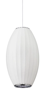 Biała okrągła lampa wisząca Step Into Design ST-2335-30 Silk Barrel E27 30cm