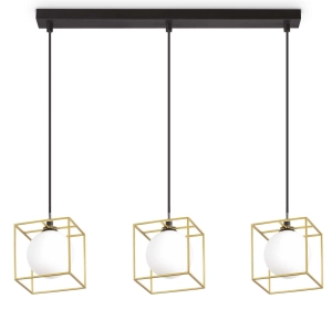 Mosiężno-czarna lampa wisząca trzy szklane kule w metalowych kostkach Ideal Lux 251110 Lingotto sp3 single 3xG9