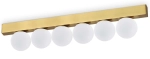 Lampa sufitowa metalowy drążek szczotkowany mosiądz z sześcioma białymi kulami Ideal Lux 328263 Ping pong pl6 LED 18W 3000K