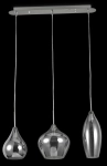 Lampa wisząca na satynowej listwie 60cm z trzema szklanymi chromowanymi kloszami cebulkami Ideal Lux 111865 Soft 3xE14