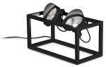Czarna lampa podłogowa sześcian z dwoma reflektorami Ideal Lux 279312 Audio pt2 h019 2xGU10