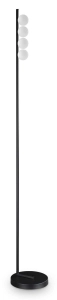 Metalowa lampa podłogowa czarna klosze cztery akrylowe kule Ideal Lux 313313 Ping pong pt4 LED 12W 3000K