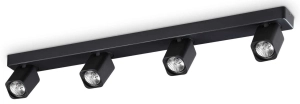 Czarna lampa sufitowa cztery regulowane reflektory na listwie Ideal Lux 321523 Rudy pl4 square 4xGU10