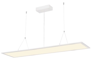 Biała płaska ledowa prostokątna lampa wisząca do biura SLV 1003048 I-Pendant 43W 3000K Dali 80stopni 119,5cm