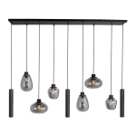 Lampa wisząca dymne klosze i czarne tuby na prostokątnej rozecie Steinhauer 3796ZW Bollique E27 i GU10