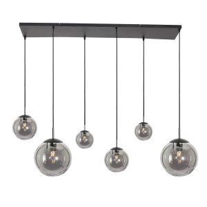 Czarna lampa wisząca z dymnymi kloszami Steinhauer 3499ZW Bollique 6xE27