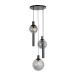 Czarna lampa wisząca z tubami i szklanymi kloszami Steinhauer 3800ZW Bollique 3xE27 i 2xGU10