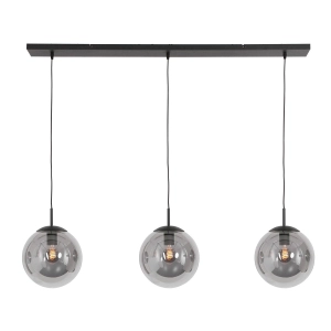 Czarna lampa wisżąca z trzema dymnymi kulami nad stół Steinhauer 3122ZW Bollique New 3xE27