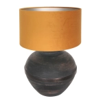 Czarno srebrna lampa stołowa z aksamitnym złotym abażurem Steinhauer 3470ZW Lyons E27 57cm