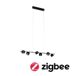 Czarna lampa wisząca listwa z reflektorami Paulmann PL79784 Puric LED 6x6W 27000K 100cm Zigbee