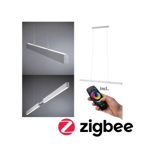 Lampa wisząca w kolorze aluminium listwa rozsuwana Paulmann PL79815 Aptare LED 2x18W 2700K 132-180cm Zigbee