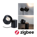 Czarna lampa stołowa regulowana Paulmann PL79781 Puric LED 3W 2700K Zigbee