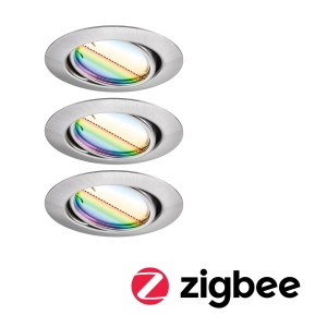 Zestaw trzech okrągłych podtynkowych lamp sufitowych Paulmann PL92467 Coin LED 3x4,9W RGBW Zigbee