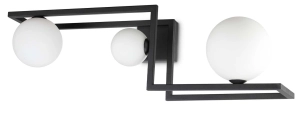 Lampa sufitowa rama metalowa czarna trzy białe szklane klosze kule Ideal Lux 284286 Angolo pl3 3xG9
