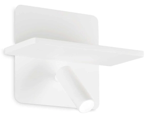 Biała lampa ścienna z półeczką kinkiet z regulowanym reflektorem Ideal Lux 287317 Piano ap LED 11.5W 3000K