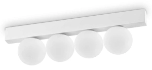 Biała lampa sufitowa cztery kule akrylowe na listwie metalowej Ideal Lux 328232 Ping pong pl4 LED 12W 3000K