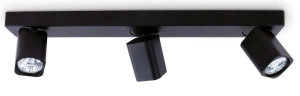 Czarna lampa sufitowa trzy kwadratowe reflektory na listwie Ideal Lux 321516 Rudy pl3 square 3xGU10