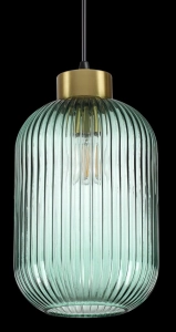 Lampa wisząca z zielonym szklanym kloszem i mosiężnymi elementami Ideal Lux 237497 Mint-3 E27 20cm x 245cm