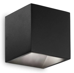 Czarna lampa ścienna kostka kinkiet zewnętrzny Ideal Lux 269320 Rubik ap 3000K LED 8.5W 10cm