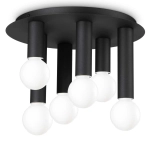 Czarna nowoczesna lampa sufitowa białe kule Ideal Lux 327976 Petit pl6 6xE27