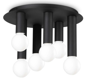 Czarna nowoczesna lampa sufitowa białe kule Ideal Lux 327976 Petit pl6 6xE27