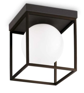 Lampa sufitowa biała kula szklana w czarnej ramie metalowej Ideal Lux 327853 Lingotto pl1 E14