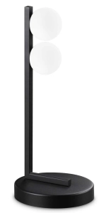 Czarna lampa stojąca dwie kule na metalowej listwie Ideal Lux 313320 Ping pong tl2 LED 6W 3000K