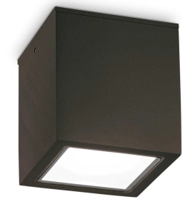 Czarna lampa sufitowa zewnętrzna prostopadłościan Ideal Lux 251530 Techo pl1 big GU10