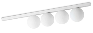 Biała lampa sufitowa cztery szklane kule na listwie Ideal Lux 328454 Binomio pl4 4xG9