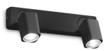 Czarna kwadratowa lampa sufitowa z dwoma punktowymi reflektorami Ideal Lux 321509 Rudy ap2 square 2xGU10