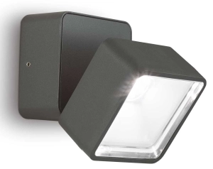 Antracytowy kinkiet ścienny kwadratowa regulowana lampa zewnętrzna Ideal Lux 285511 Omega ap square 4000K LED 7W 9cm