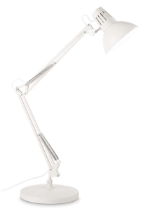 Metalowa biała lampa biurkowa regulowane ramię Ideal Lux 193991 Wally tl1 E27