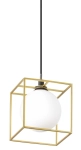 Lampa wisząca biała kula szklana w ramie metalowej koloru mosiądz Ideal Lux 251103 Lingotto sp1 G9