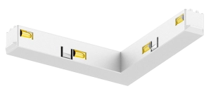 Biały łącznik elektroniczny L uniwersalny do szyn magnetycznych AQForm Multitrack SMPLUDAW