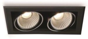 Czarna prostokątna regulowana lampa do sufitu podwieszanego Elkim Lighting 295702233 Rosa LED 2x5W 4000K 38stopni 18,4cm