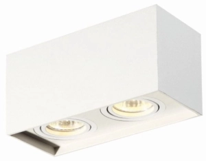 Biała lampa sufitowa punktowa box Elkim Lighting 303102002 Hamal 2xGU10 18cm