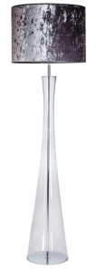 Lampa podłogowa z transparentną podstawą i lawendowym abażurem z weluru 4Concepts L235310310 Siena E27 165cm x 50cm