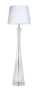Lampa podłogowa z transparentną szklaną podstawą i białym abażurem 4Concepts L235310259 Siena E27 165cm x 50cm