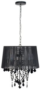 Lampa wisząca z lekkim czarnym abażurem i czarnymi kryształkami Light Prestige LP-5005/5P Mona 5xE14 45cm x 87cm