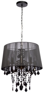 Czarna lampa wisząca z lekkim abażurem i kryształkami wewnątrz Light Prestige LP-5005/3P Mona 3xE14 40cm x 87cm