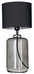 Lampa stołowa dymna szklana podstawa i czarno biały abażur 4Concepts L050102424 Ystad E27 43cm x 22cm