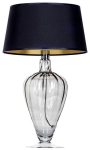 Lampa stołowa z dymną szklaną podstawą i czarno-złotym abażurem z materiału 4Concepts L046311514 Bristol E27 30x49cm