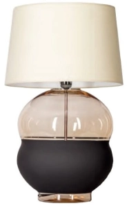 Lampa stołowa z bursztynowo czarną podstawą i beżowo białym abażurem 4Concepts L249110220 Miranda E27 65cm x 40cm