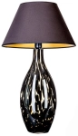 Lampa stołowa ze szklaną malowaną podstawą w cętki i czarno złotym abażurem z materiału 4Concepts L003092214 Kenya 67x40cm